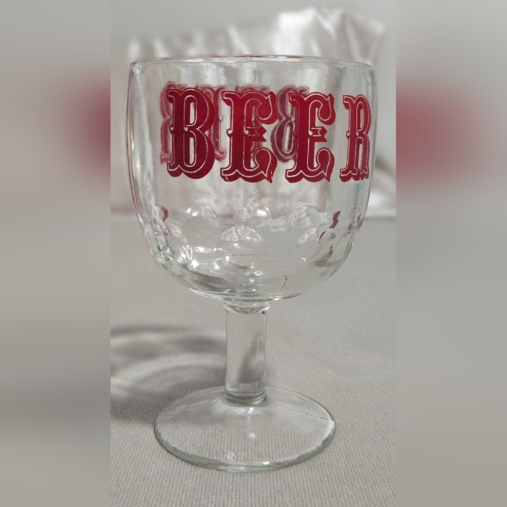 Vintage 1970s Bartlett-Collins Thumbprint Stemmed Beer Glass Goblet